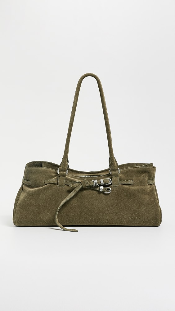 Soft Grandma Shoulder Bag - Dark Olive Suede