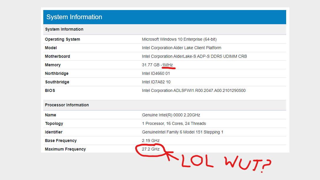 Geekbench Intel Alder Lake results