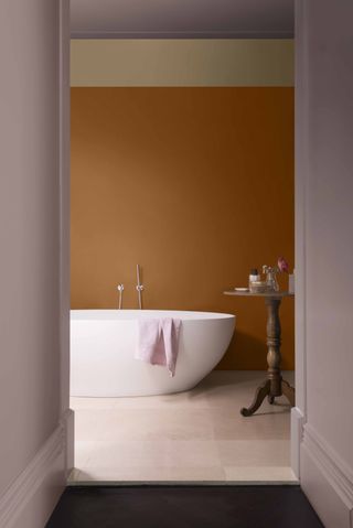 Orange painted bathroom