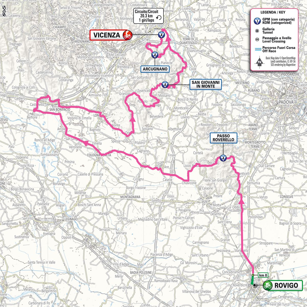 Stage 13 map for the 2025 Giro d'Italia