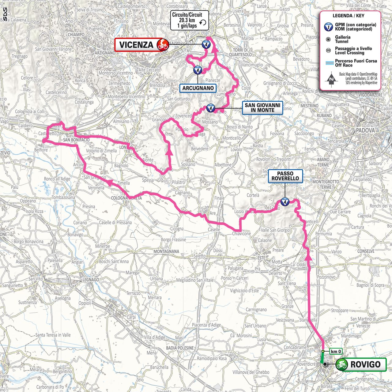 Stage 13 map for the 2025 Giro d'Italia