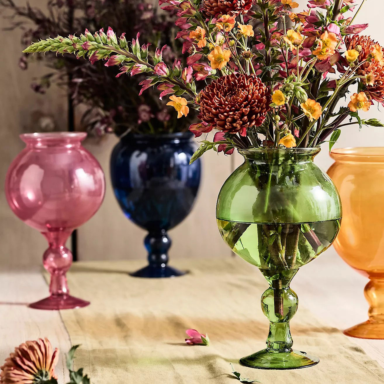 Colorful Footed Glass Vase