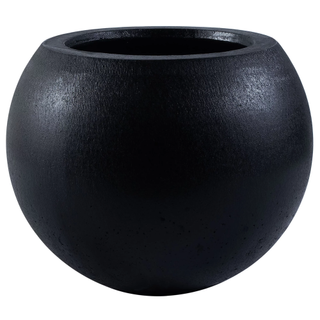 A round black outdoor planter from QVC