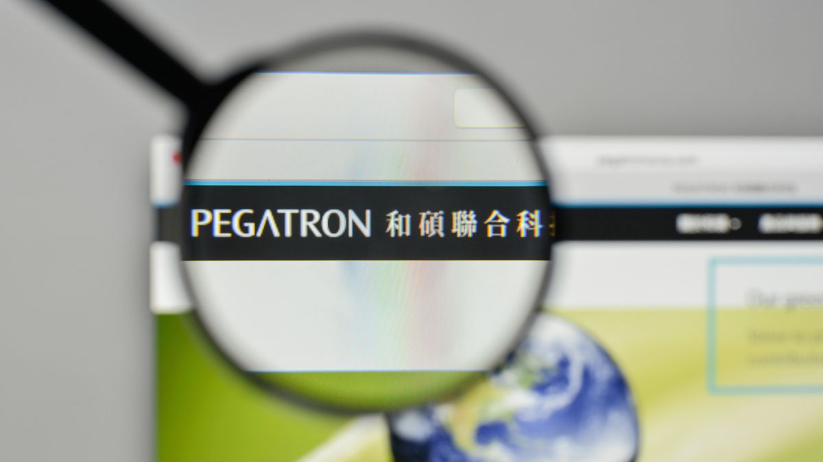 The logo of Pegatron placed under a magnifying glass