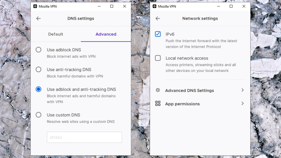 Mozilla VPN Settings