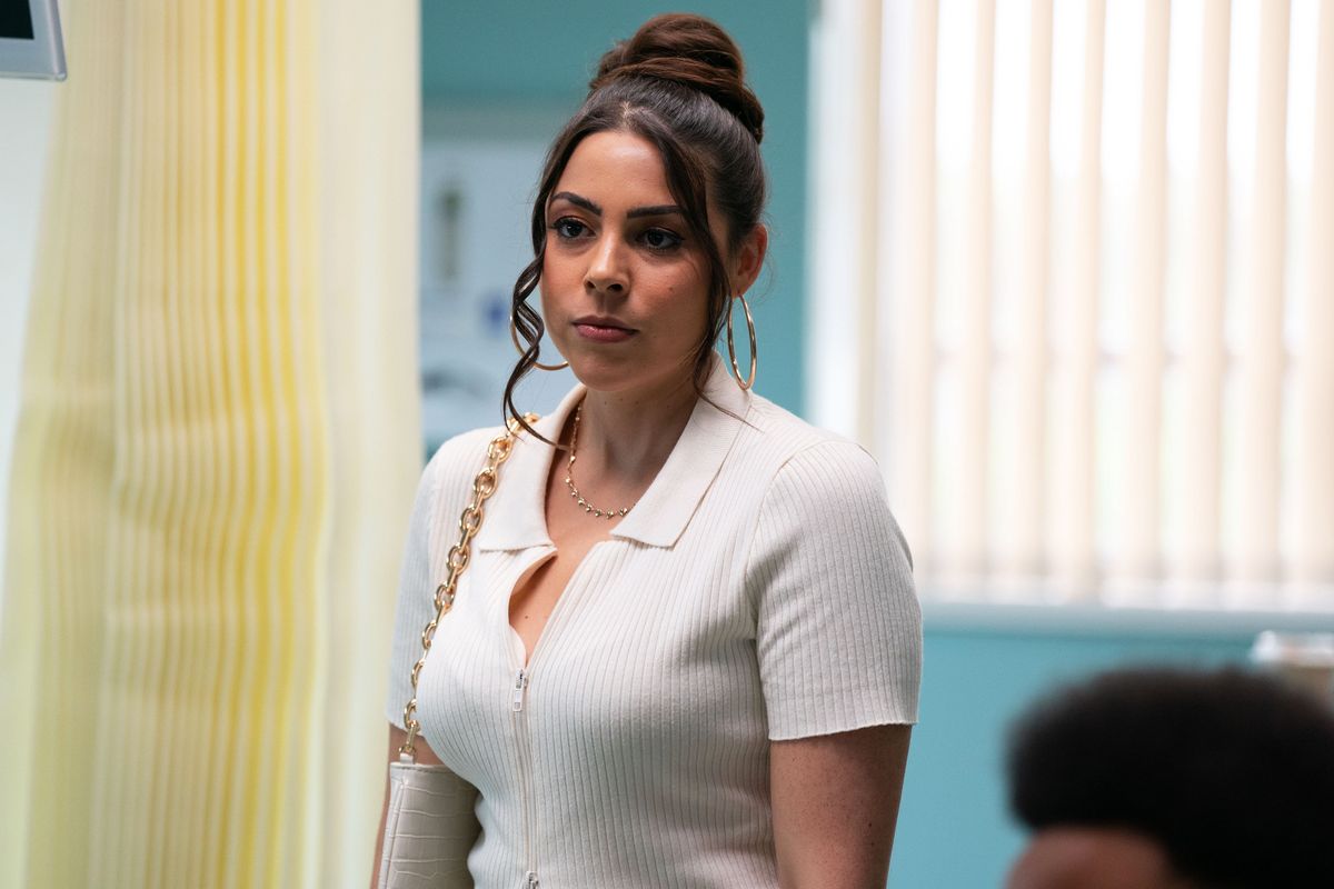 Priya Nandra-Hart looking worried in a hospital corridor