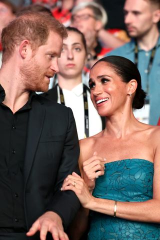 Meghan Markle bun: Prince Harry, Duke of Sussex, Meghan, Duchess of Sussex attend the closing ceremony of the Invictus Games Düsseldorf 2023