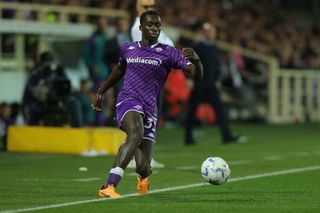 Michael Kayode of ACF Fiorentina in action during the Serie A TIM match between ACF Fiorentina and US Sassuolo.