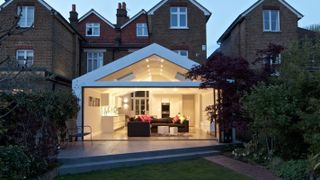 contemporary white rendered single storey extension