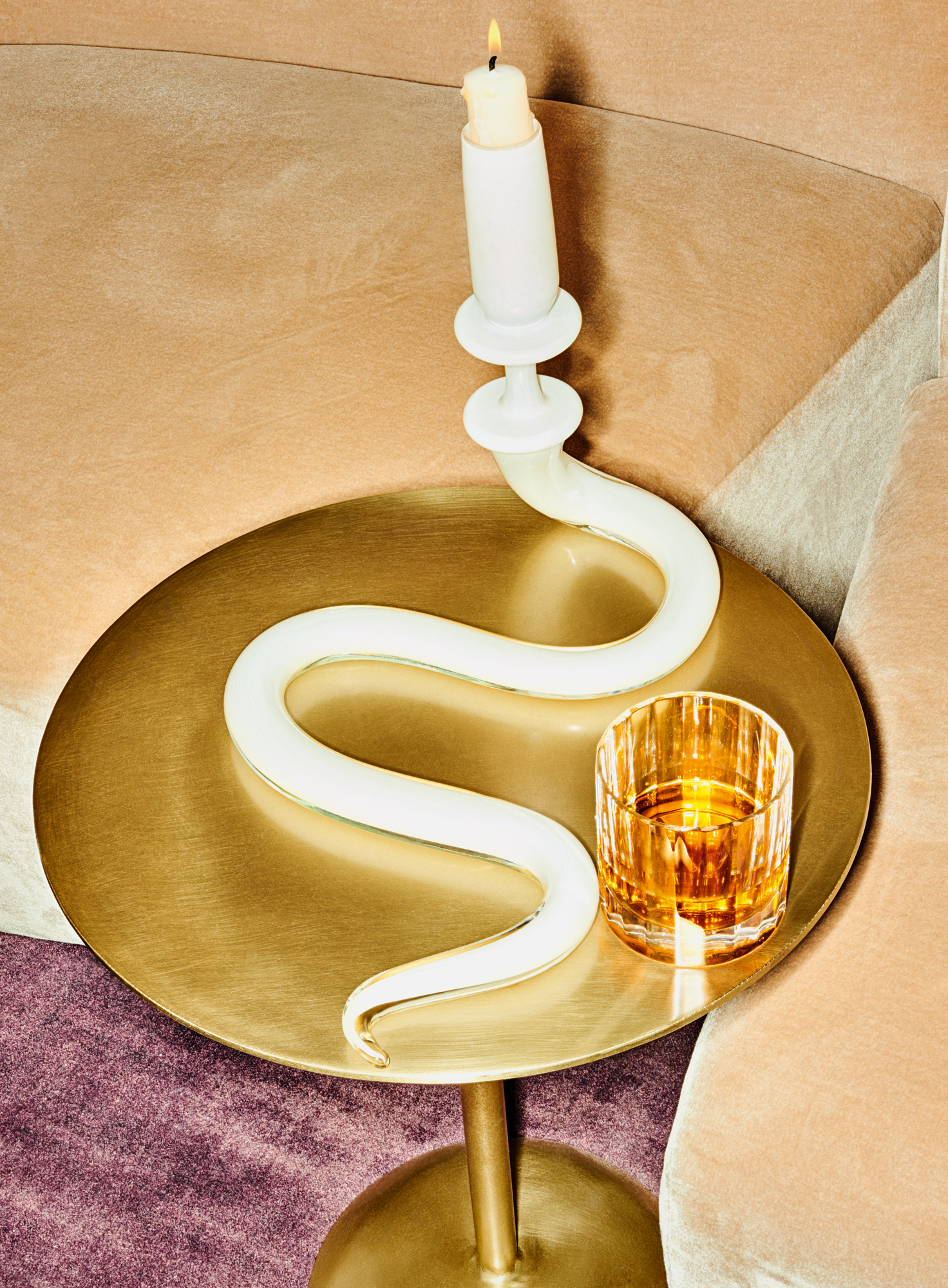 Serpentine sculpture, old fashioned tumbler