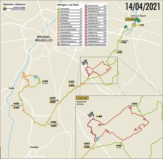 The map of the 2021 Brabantse Pijl