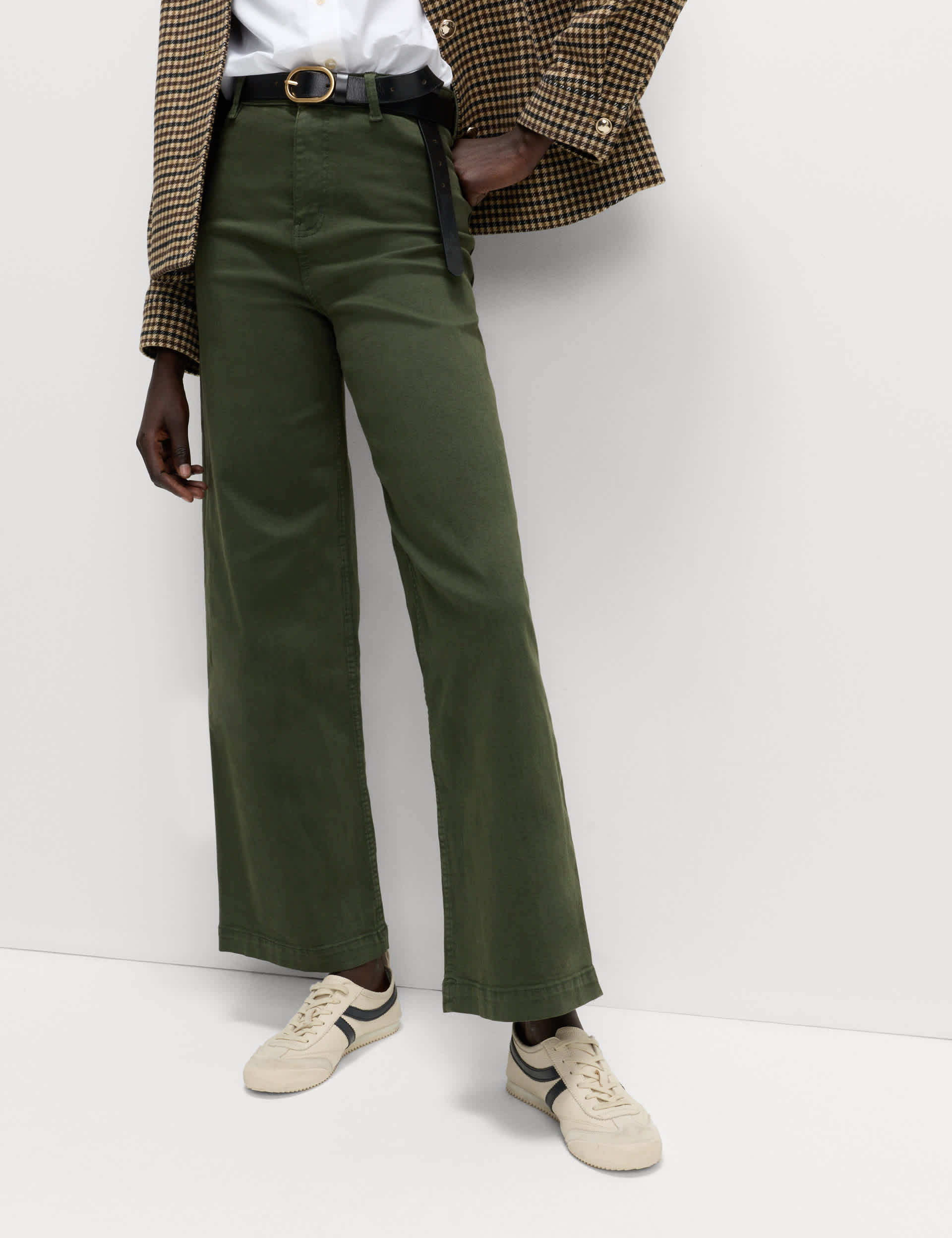 High Waisted Wide Leg Ankle Grazer Jeans