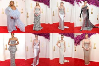 A montage of the fashion trends on the Oscars 2024 red carpet