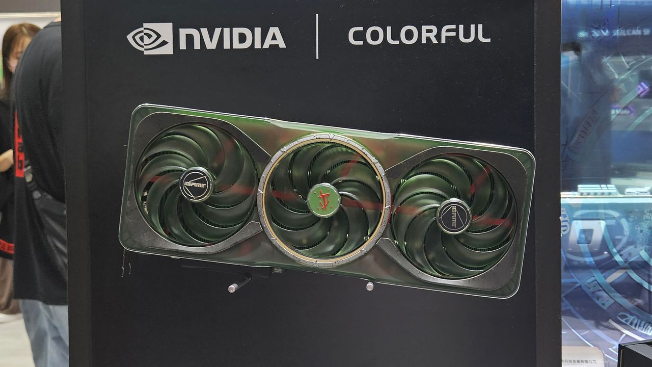 A graphics card on display at Computex 2025