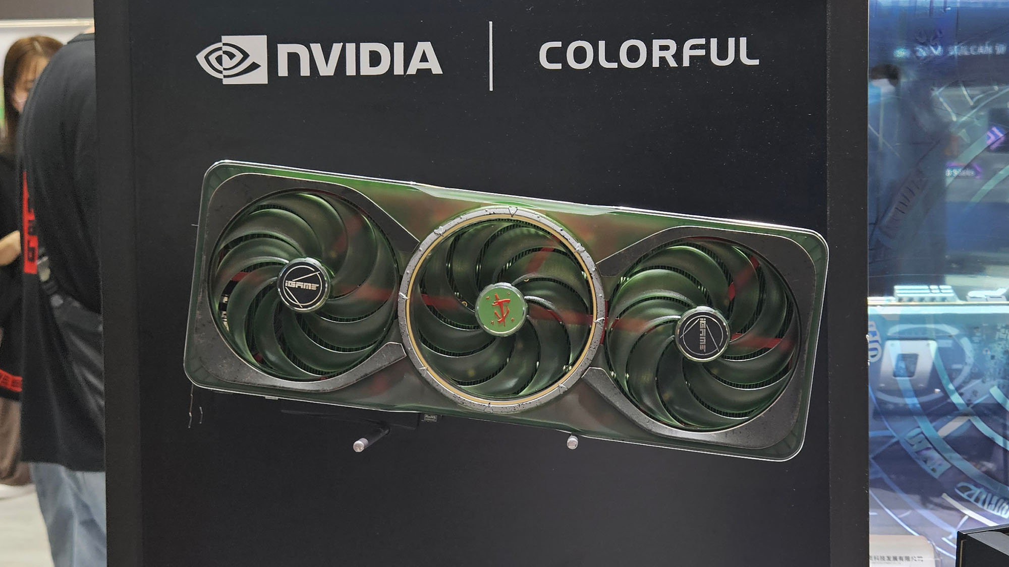 A graphics card on display at Computex 2025