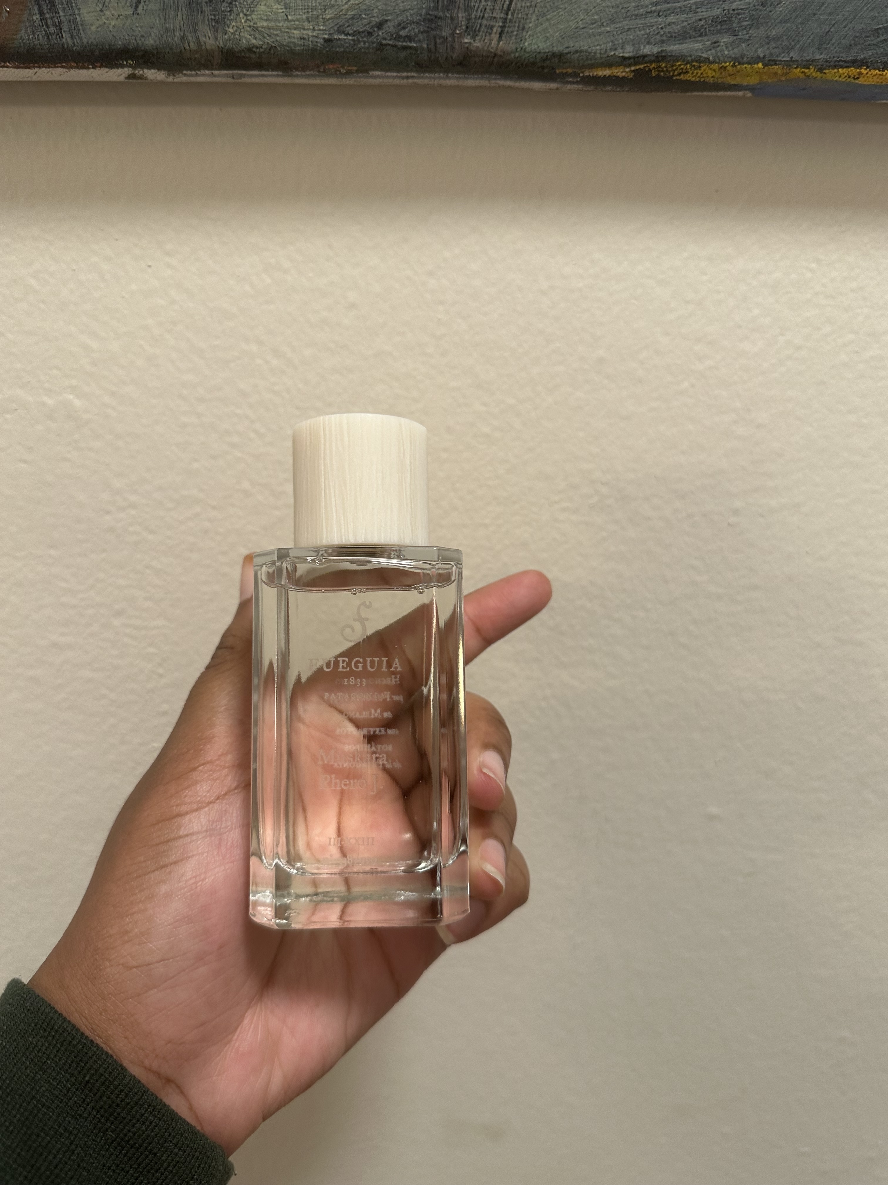 Ariel Baker testing Fueguia 1833 Muskara Phero J perfume.