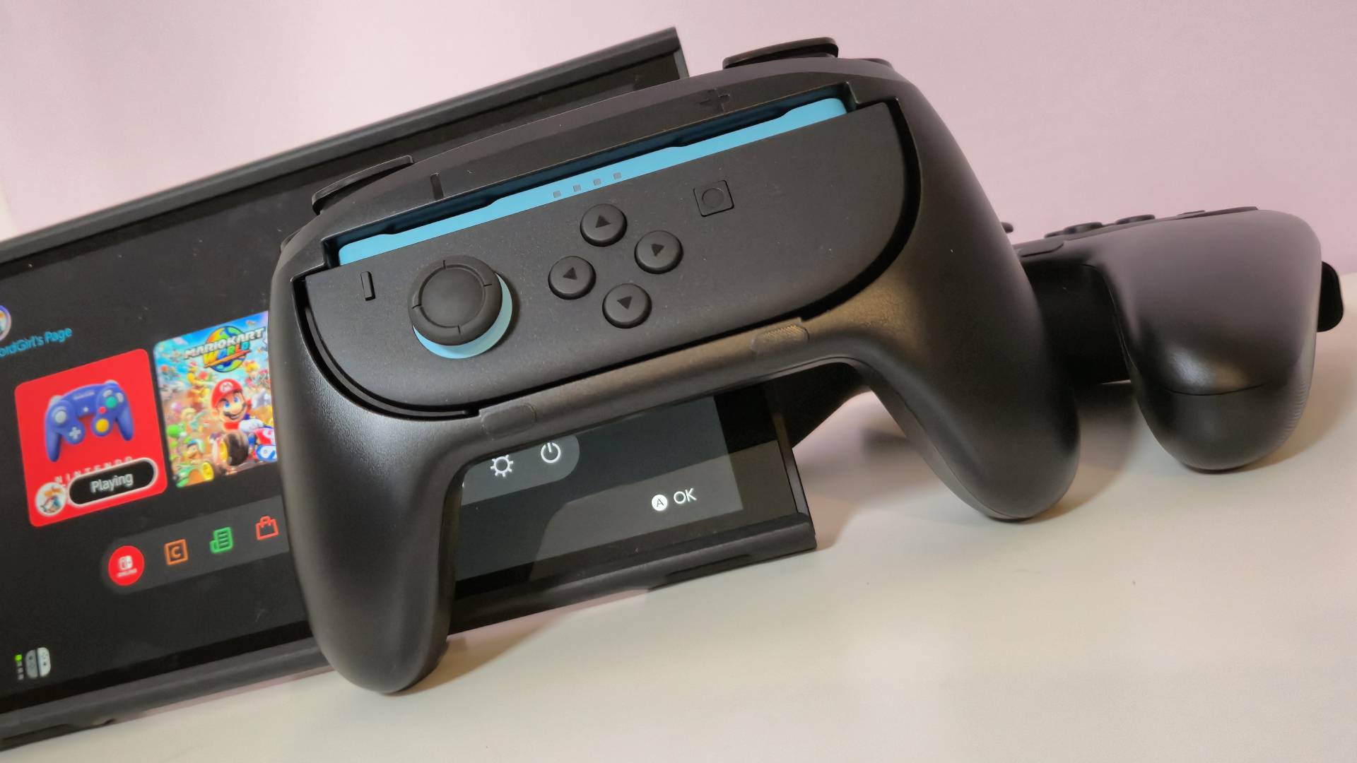 Photo of the STEALTH Twin Controller Grips for the Nintendo Switch 2 taken by Rosalie Newcombe.
