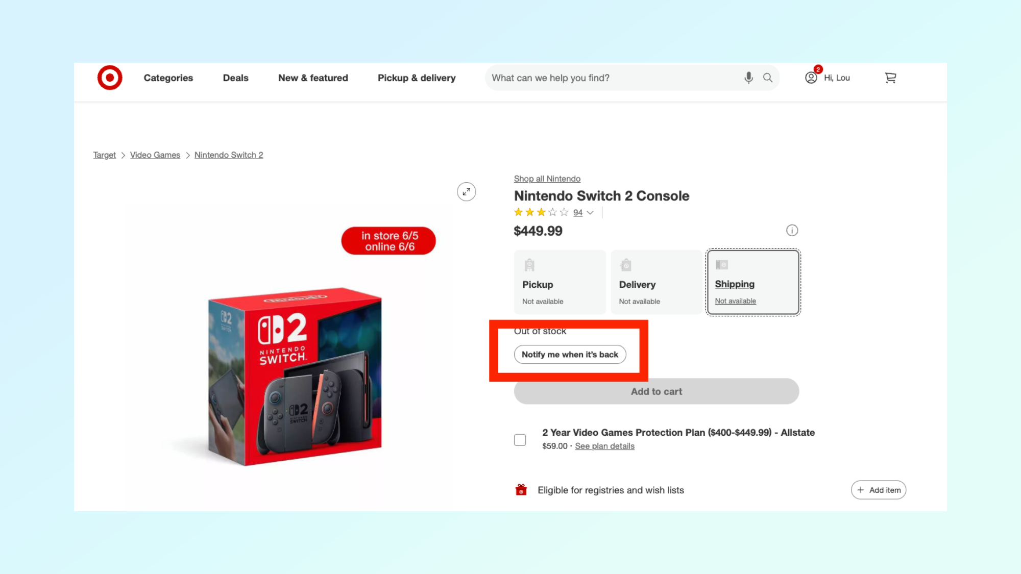 Switch 2 at Target