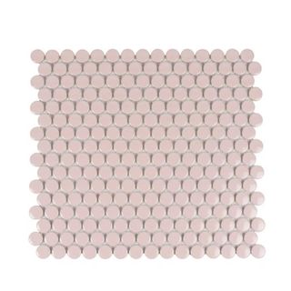 A square of pink penny style mosaic tiles