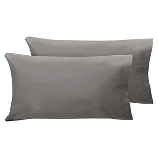 Nate Home by Nate Berkus 200tc 100% Cotton 2-Piece Percale Pillowcase Set | Crisp, Comfortable, and Breathable Bedding From Mdesign - Set of 2 Large King Size, Charcoal (dark Gray)