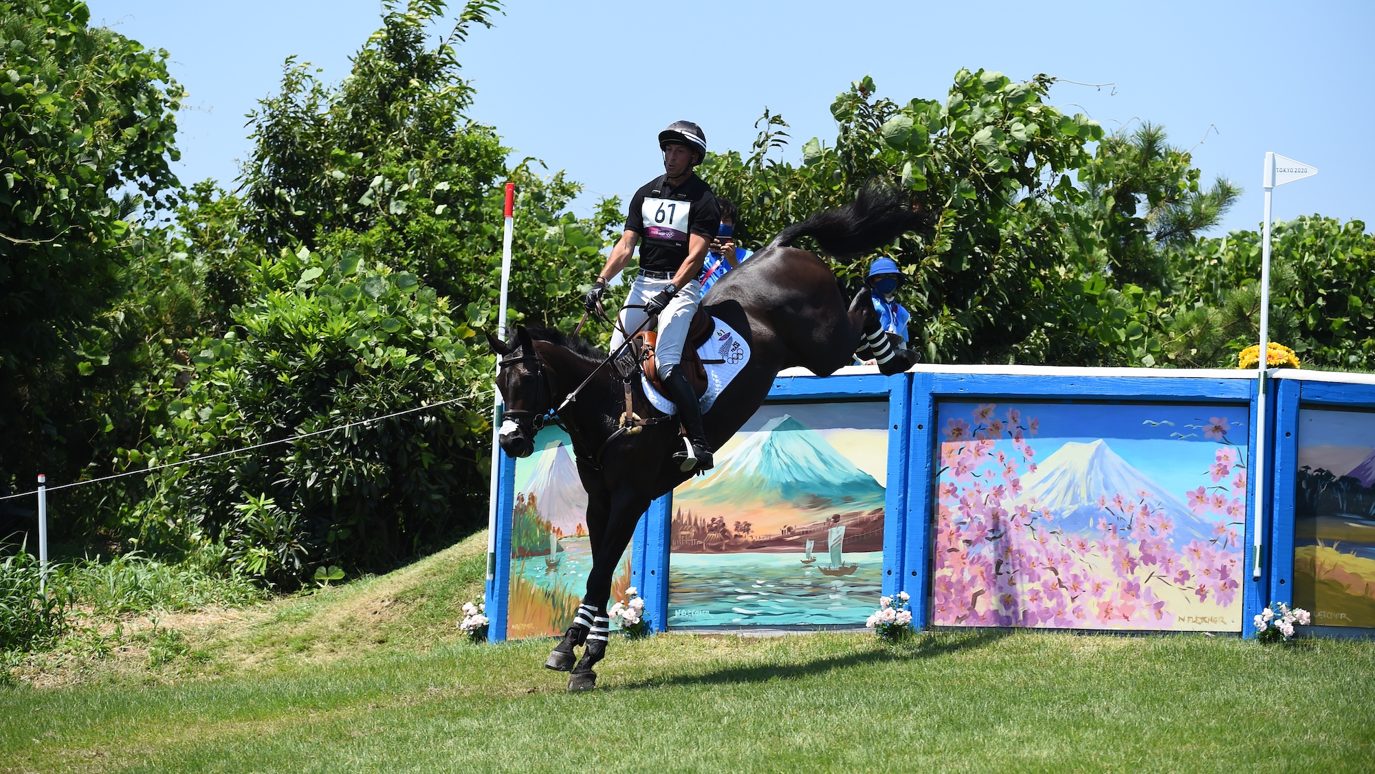 Tim Price and Vitali at Tokyo Olympics: jumping cross-country drop fences