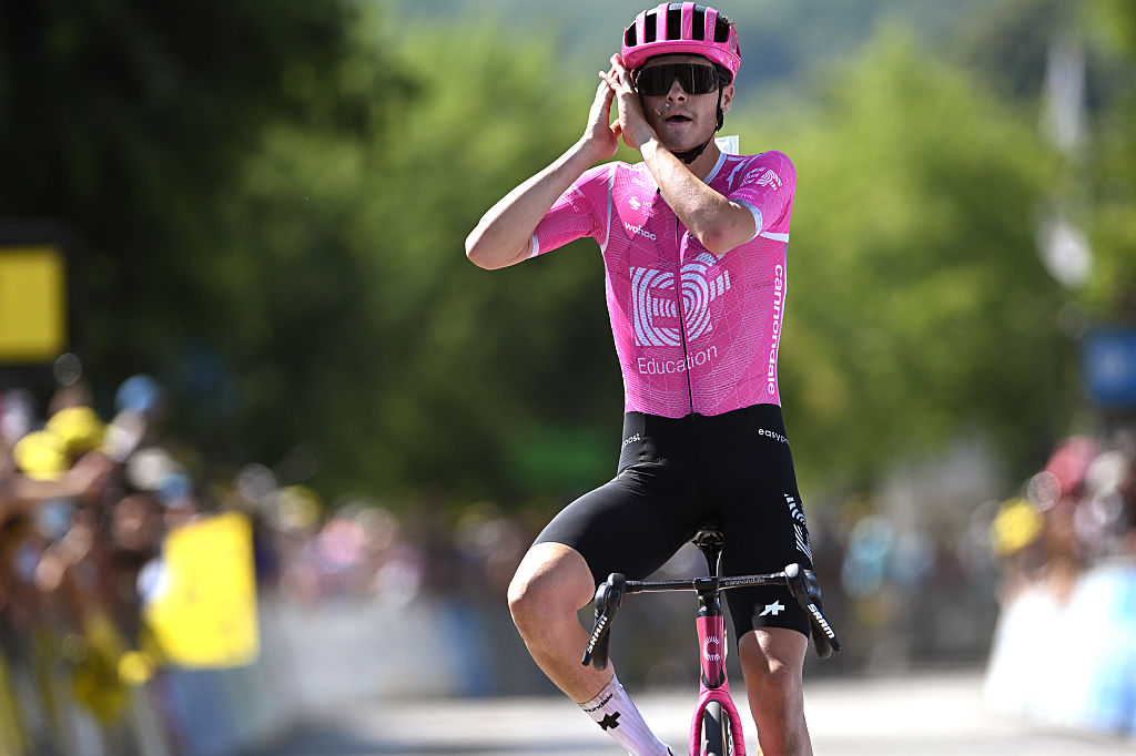 Markel Beloki (EF Education - EasyPost) wins stage 2 of the 2026 Tour de l'Ain in Lagnieu, France. (Photo by Luc Claessen/Getty Images)