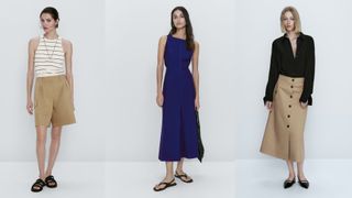 composite of three models wearing items from massimo dutti