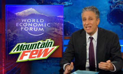Jon Stewart rolls his eyes at Davos