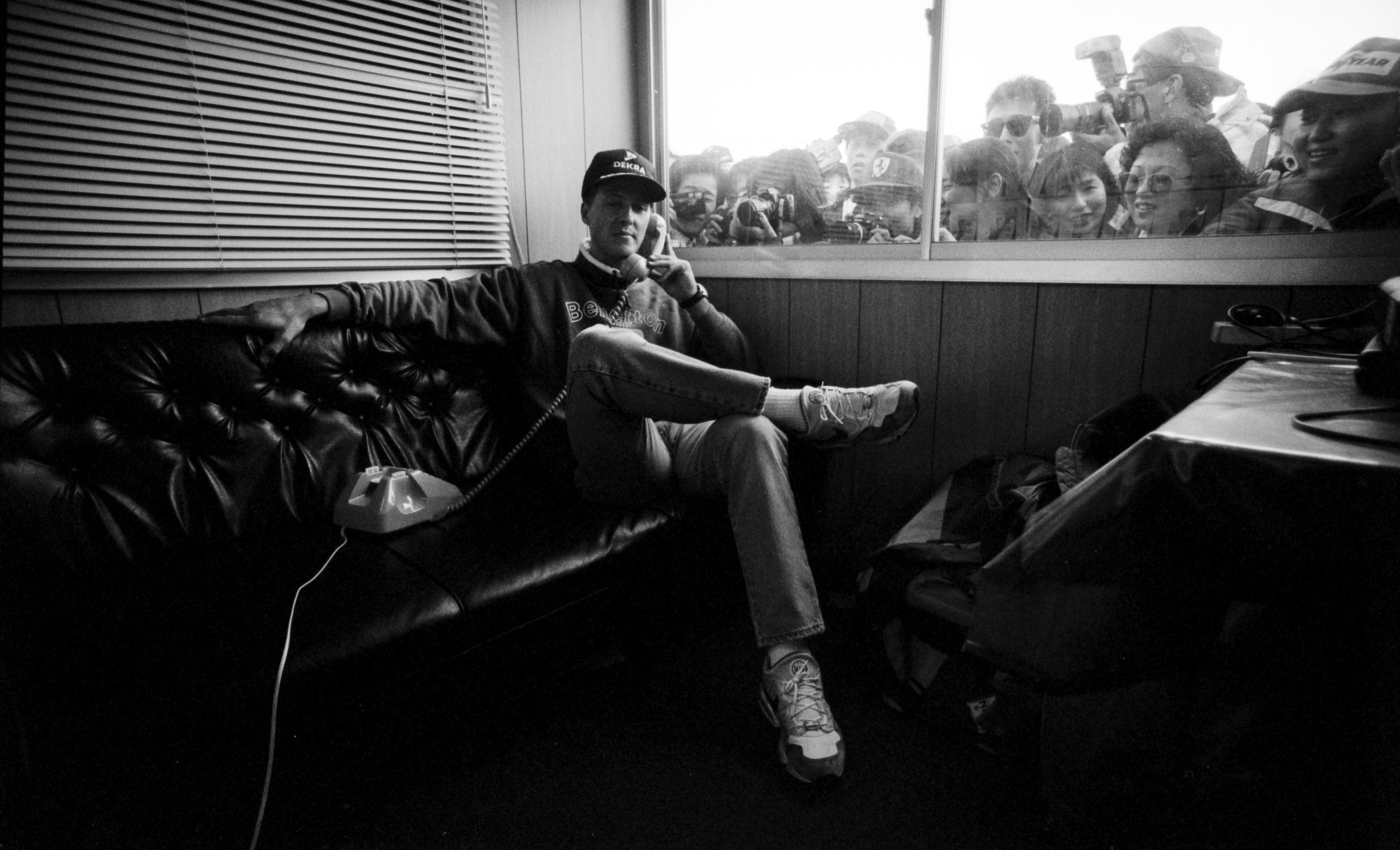 Michael Schumacher in his office before the Suzuka GP in Japan, 1994