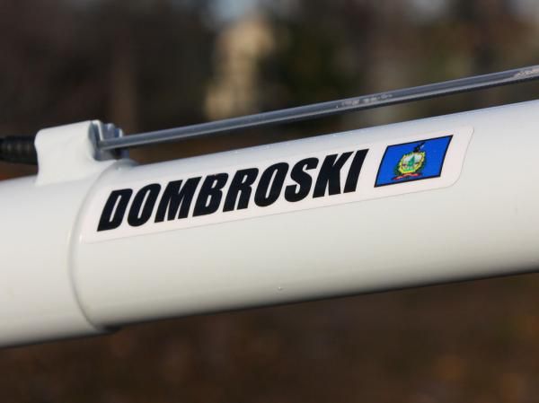 Dombroski hails from Vermont and pays homage with the state flag on her top tube.