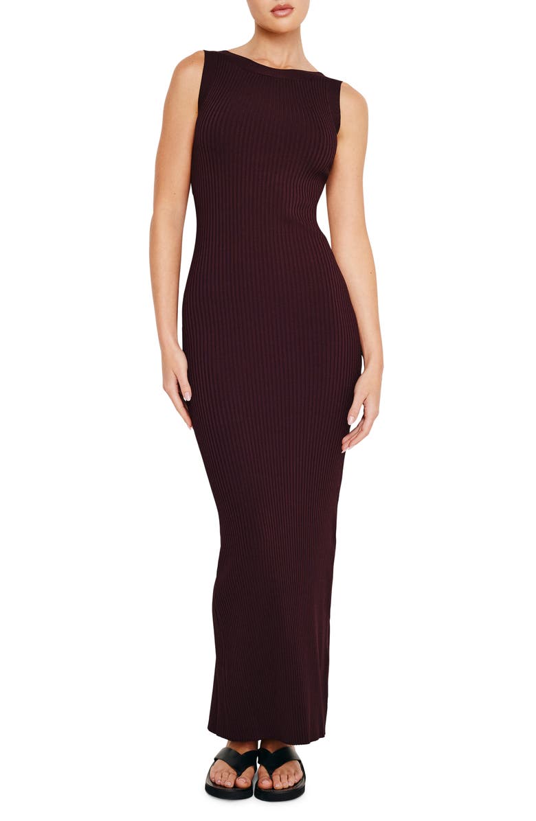 Shine Scoop Back Rib Maxi Sweater Dress