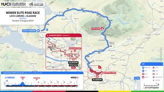 UCI Glasgow Road World Championships 2023, women's road race course map