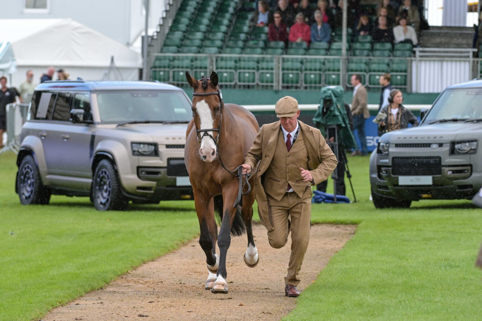 Burghley trot-up Matthew Heath and ASKARI in the 1st Horse Inspections of the Defender Burghley Horse Trials, in the park land surrounding Burghley House near Stamford in Lincolnshire in the UK between 3rd - 7th September 2025