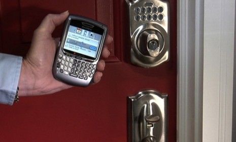 With Schlage&amp;#039;s &amp;quot;LiNK&amp;quot; system, a smartphone can unlock your home by sending a signal through the internet to a wireless door lock.