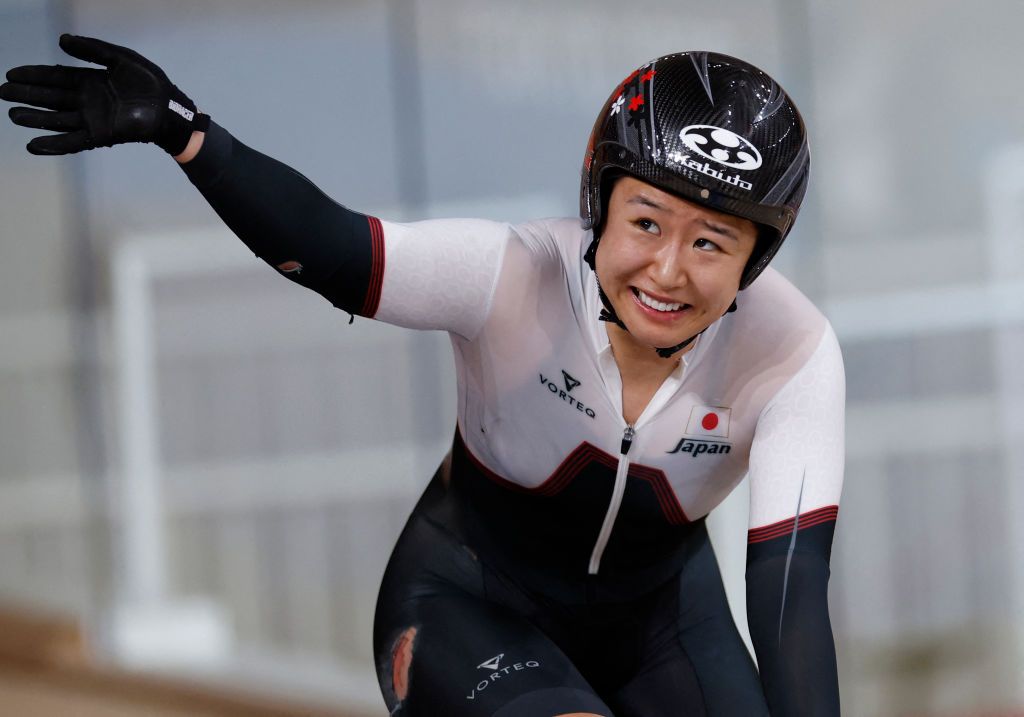 Silver medallist Japans Yumi Kajihara reacts after the womens track cycling omnium points race during the Tokyo 2020 Olympic Games at Izu Velodrome in Izu Japan on August 8 2021 Photo by Odd ANDERSEN AFP Photo by ODD ANDERSENAFP via Getty Images