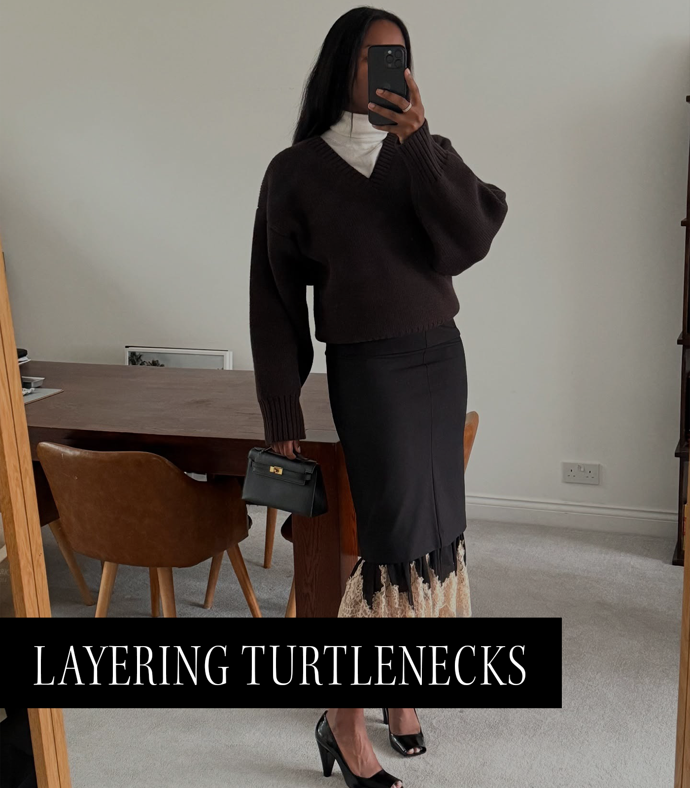A photo of @nlmarilyn wearing a layered turtleneck, one of the top 2026 micro trends.