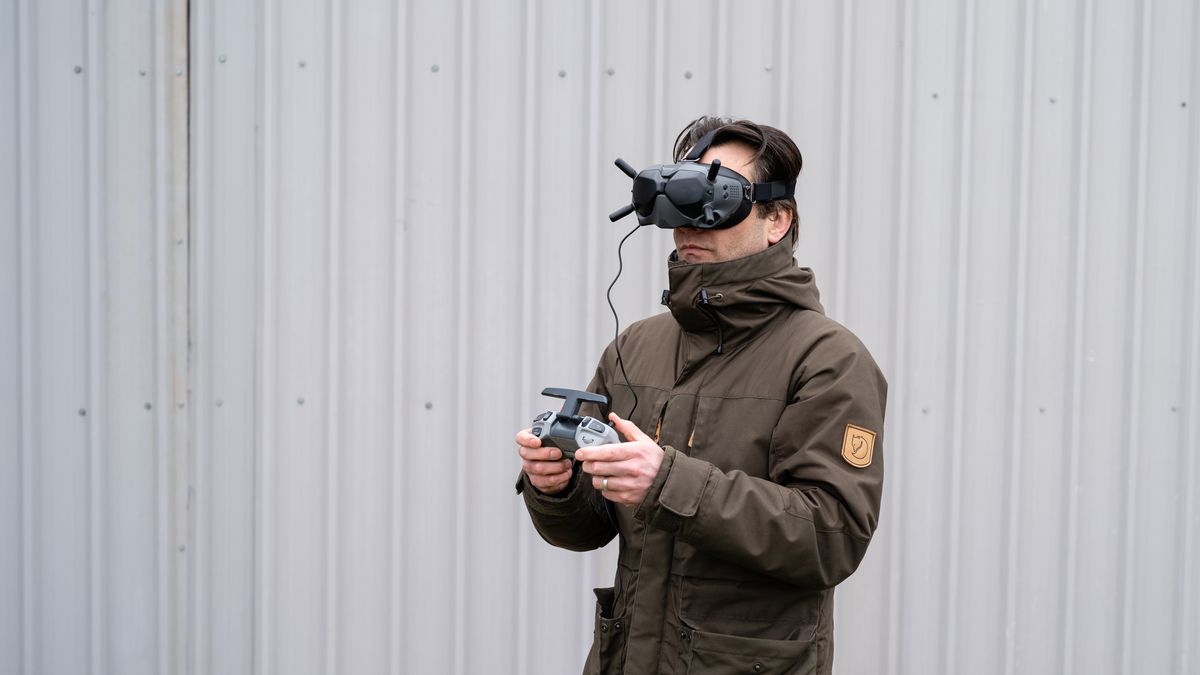 Pilot flying an FPV Drone