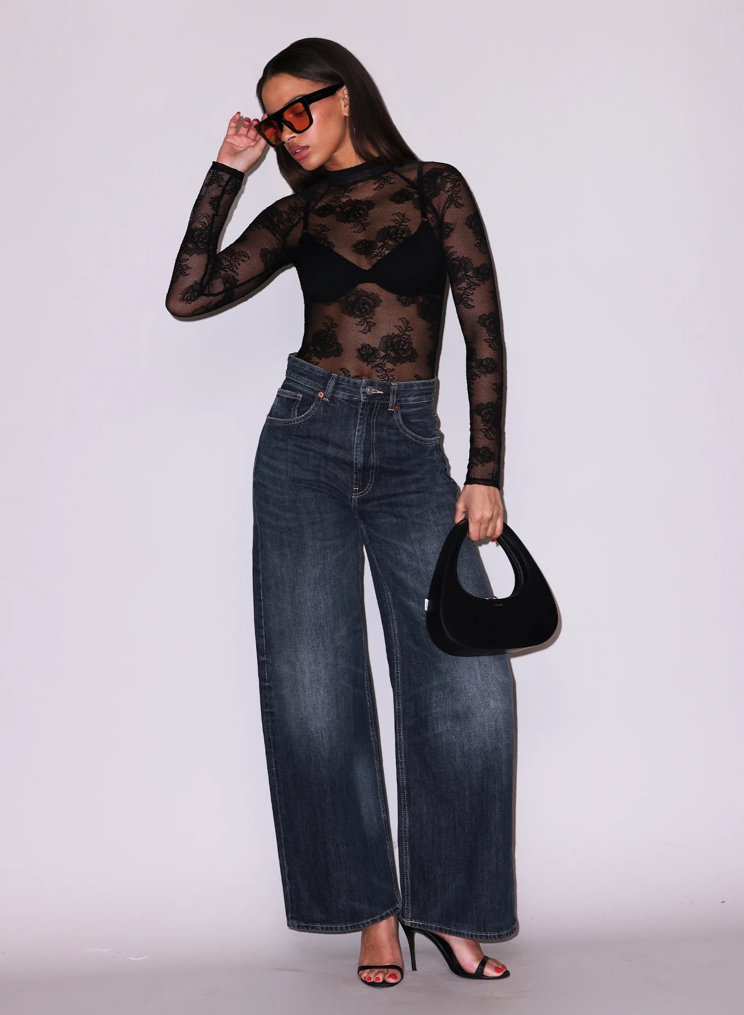 Fleur Du Mal , High Neck Lace Bodysuit