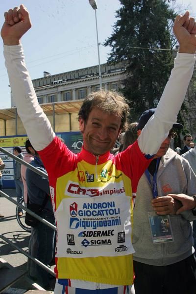 Michele Scarponi (Androni Giocattoli) celebrates his overall victory.