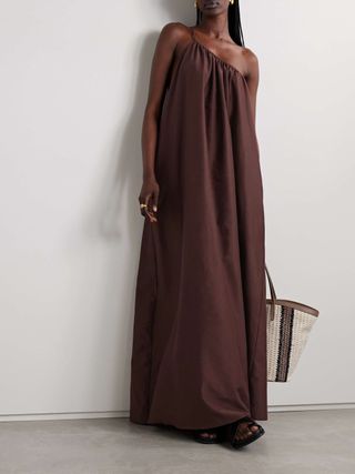 MATTEAU One-Shoulder Organic Cotton and Silk-Blend Maxi Dress