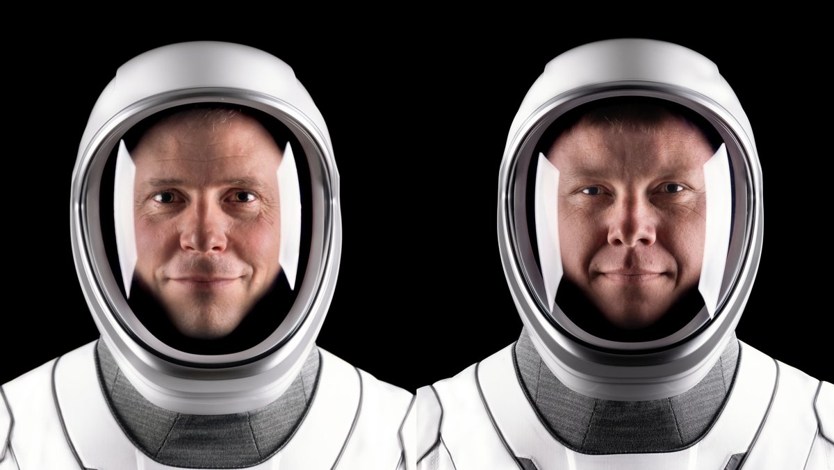 NASA astronaut Nick Hague (left) and Roscosmos cosmonaut Aleksandr Gorbunov, who comprise SpaceX Crew-9.