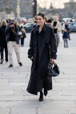 Olivia Palermo carries the Dior D Journey bag in Paris Fashion Week street style