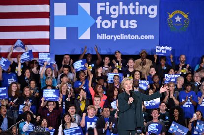 Hillary Clinton at a campaign rally.