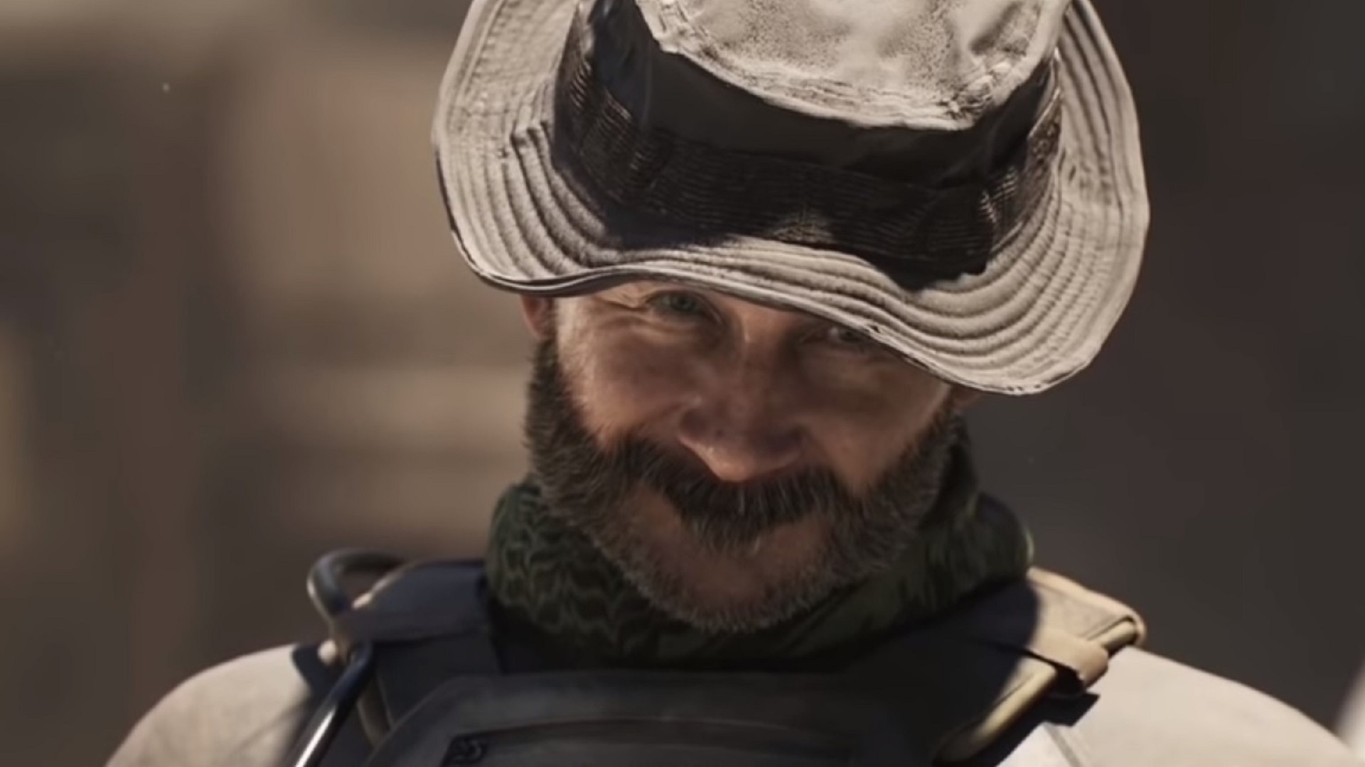 Captain Price looking kind of smug at the camera, like &quot;are you sure about that?&quot;