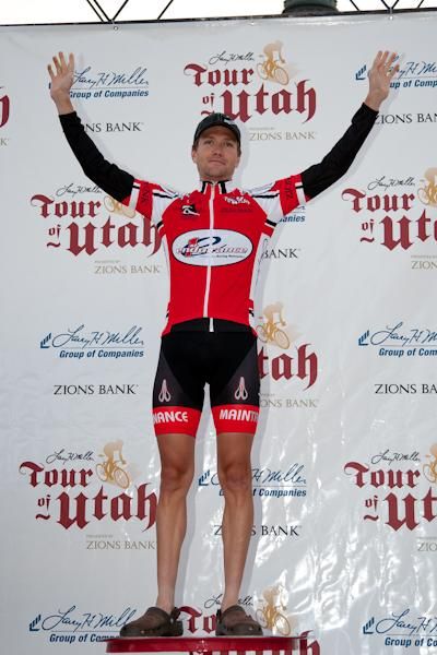 Dave Zabriskie (DZNutz) wears the best Utah rider jersey for his third place finish.
