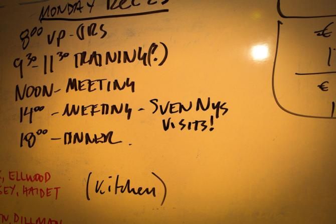 The days agenda - Train, meetings, eat, and meet with Sven Nys!
