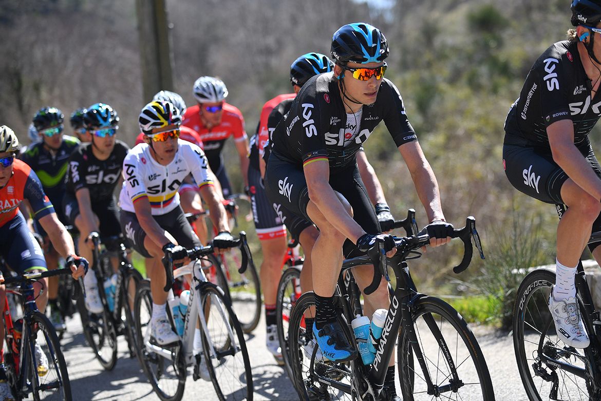 Christian Knees leads Sky leader Sergio Henao.