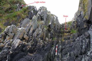 These steps at Dutchman's Cove in Castletownsend, County Cork, Ireland, were carved out of the rock to facilitate illicit trade, in the dead of night, by pirates and smugglers. 