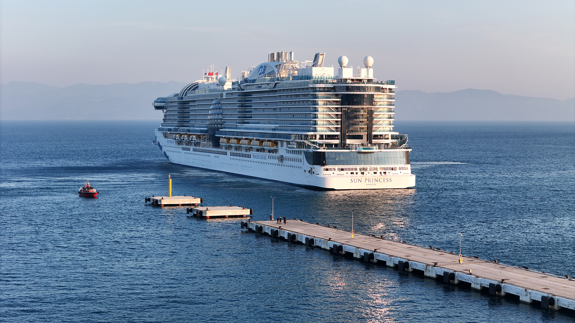 The Sun Princess, considered one of the world's largest cruise ships, docks in Kusadasi district of Aydin, Turkey