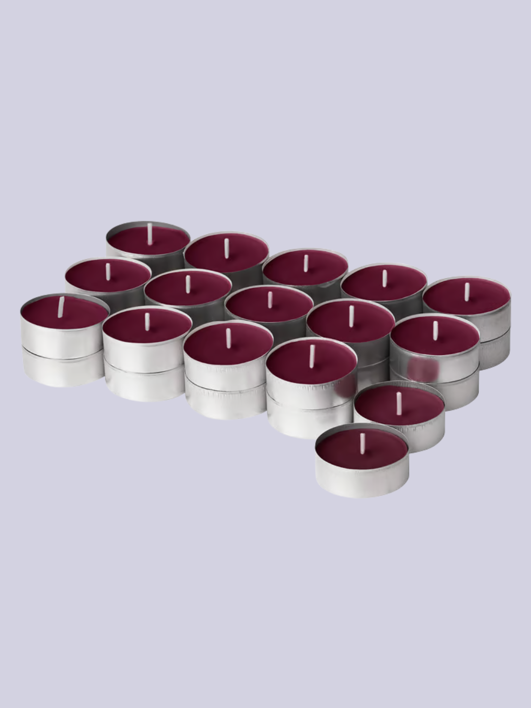 A set of burgundy tealight candles